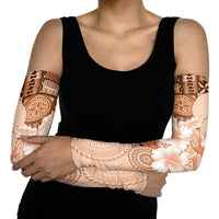 Hawaii Tapa Pattern With Brown Hibiscus Arm Sleeves LT05 - Polynesian Pride
