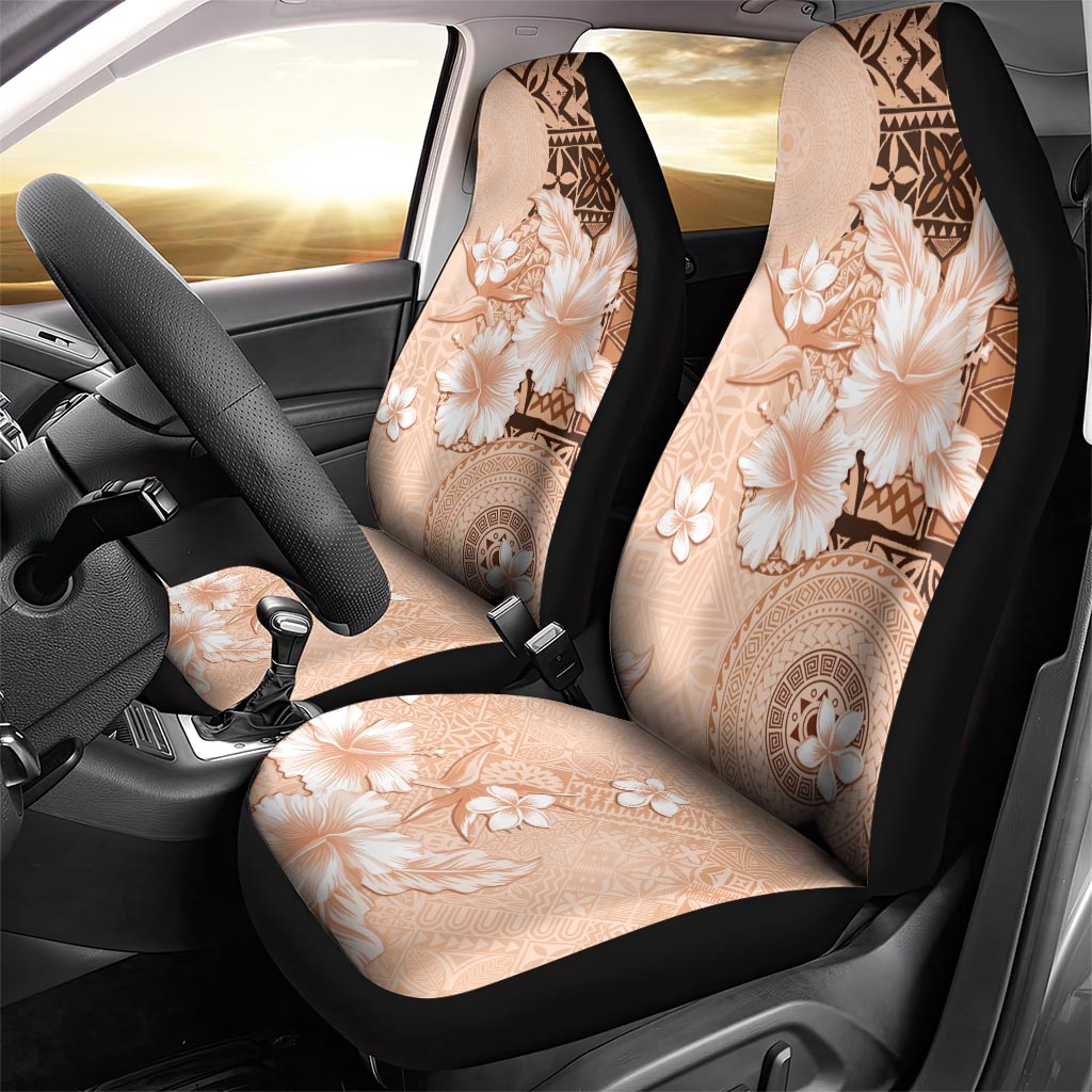 Hawaii Tapa Pattern With Brown Hibiscus Car Seat Cover
