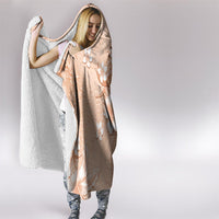 Hawaii Tapa Pattern With Brown Hibiscus Hooded Blanket