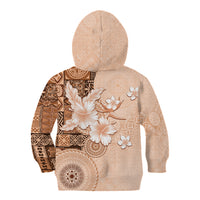 Hawaii Tapa Pattern With Brown Hibiscus Kid Hoodie