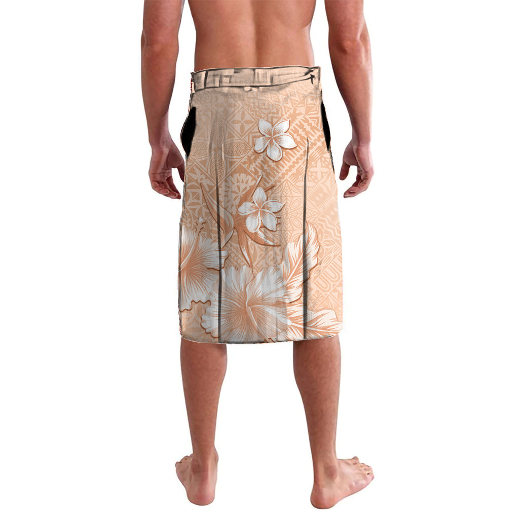 Hawaii Tapa Pattern With Brown Hibiscus Lavalava