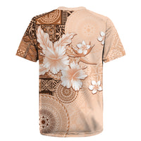 Hawaii Tapa Pattern With Brown Hibiscus Rugby Jersey