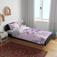 Hawaii Tapa Pattern With Violet Hibiscus Bedding Set