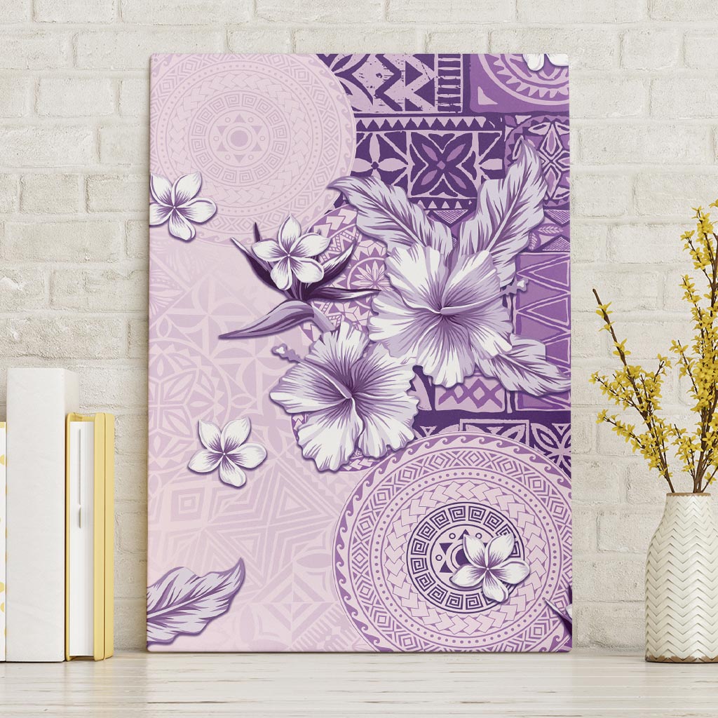 Hawaii Tapa Pattern With Violet Hibiscus Canvas Wall Art LT05 Without Frame Violet - Polynesian Pride