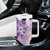 Hawaii Tapa Pattern With Violet Hibiscus Tumbler With Handle