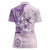 Hawaii Tapa Pattern With Violet Hibiscus Women Polo Shirt