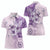 Hawaii Tapa Pattern With Violet Hibiscus Women Polo Shirt