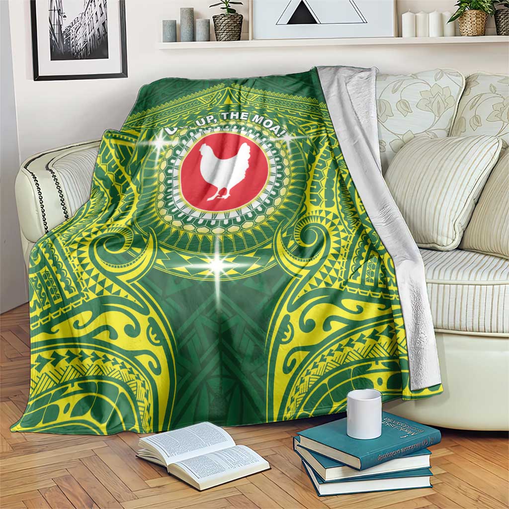 American Samoa Manua Cession Day Blanket Up Up The Moa LT05 Green - Polynesian Pride