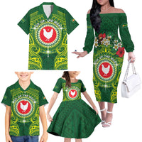 Personalized American Samoa Manua Cession Day Family Matching Off The Shoulder Long Sleeve Dress and Hawaiian Shirt Up Up The Moa