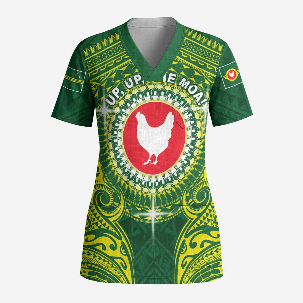 Personalized American Samoa Manua Cession Day Scrub Top Up Up The Moa LT05 Adult Green - Polynesian Pride