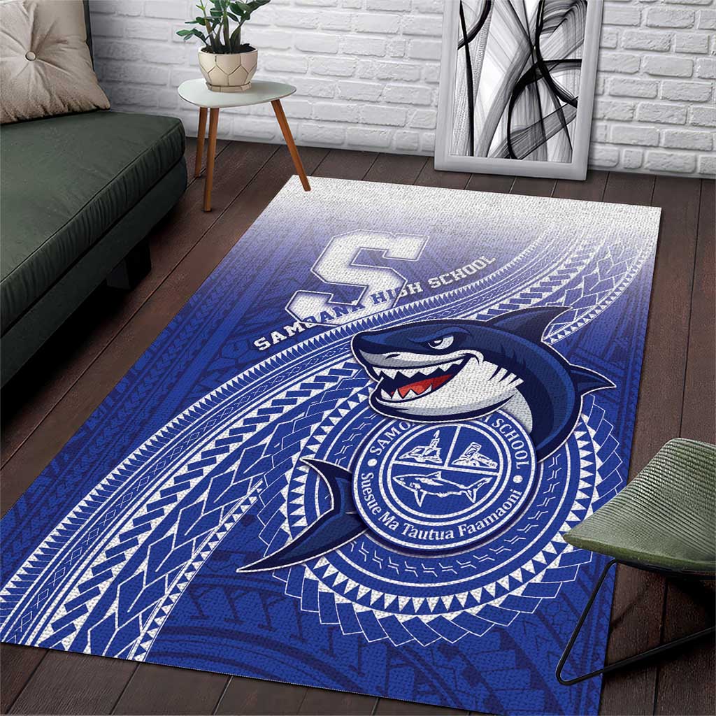 Samoana High School Area Rug Polynesian Tribal Shark LT05 Blue - Polynesian Pride