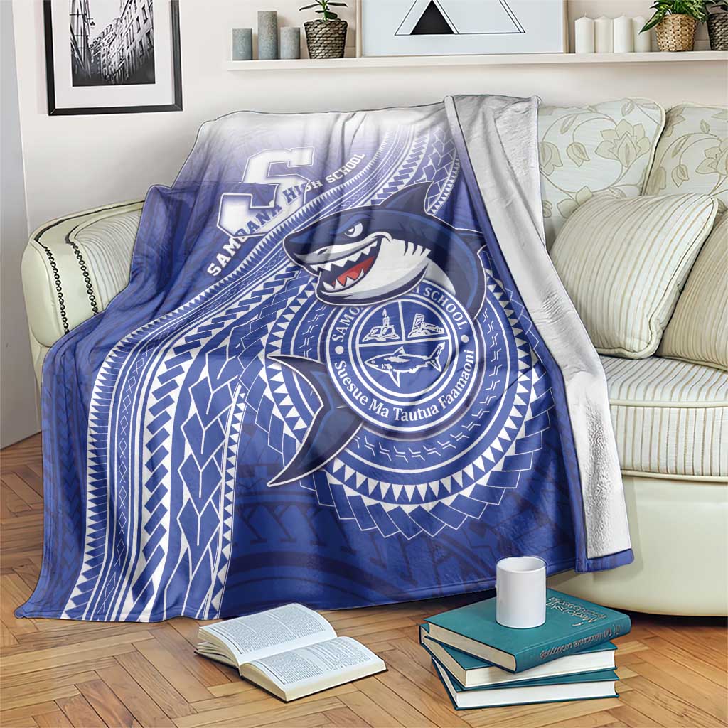 Samoana High School Blanket Polynesian Tribal Shark LT05 Blue - Polynesian Pride