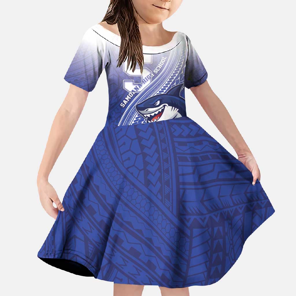 Personalized Samoana High School Family Matching Off Shoulder Maxi Dress and Hawaiian Shirt Polynesian Tribal Shark