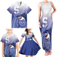 Personalized Samoana High School Family Matching Tank Maxi Dress and Hawaiian Shirt Polynesian Tribal Shark