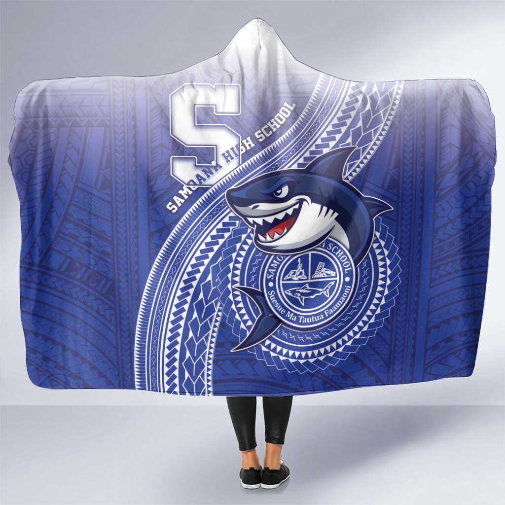 Samoana High School Hooded Blanket Polynesian Tribal Shark