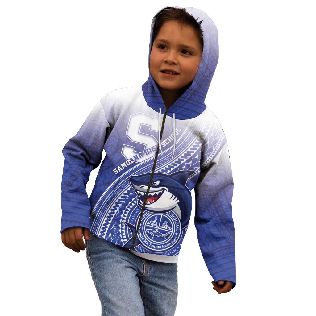Personalized Samoana High School Kid Hoodie Polynesian Tribal Shark