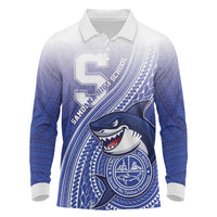 Personalized Samoana High School Long Sleeve Polo Shirt Polynesian Tribal Shark