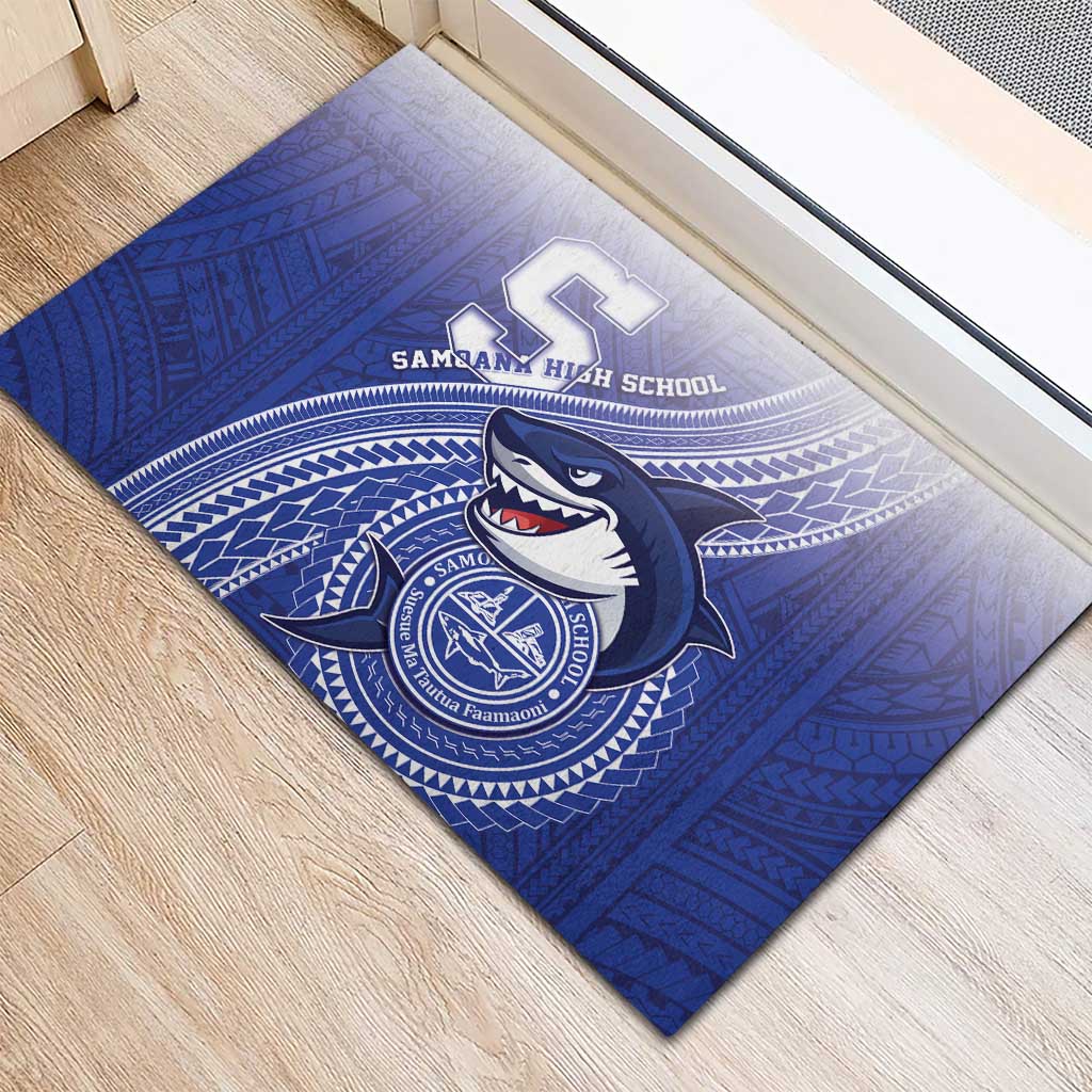 Samoana High School Rubber Doormat Polynesian Tribal Shark