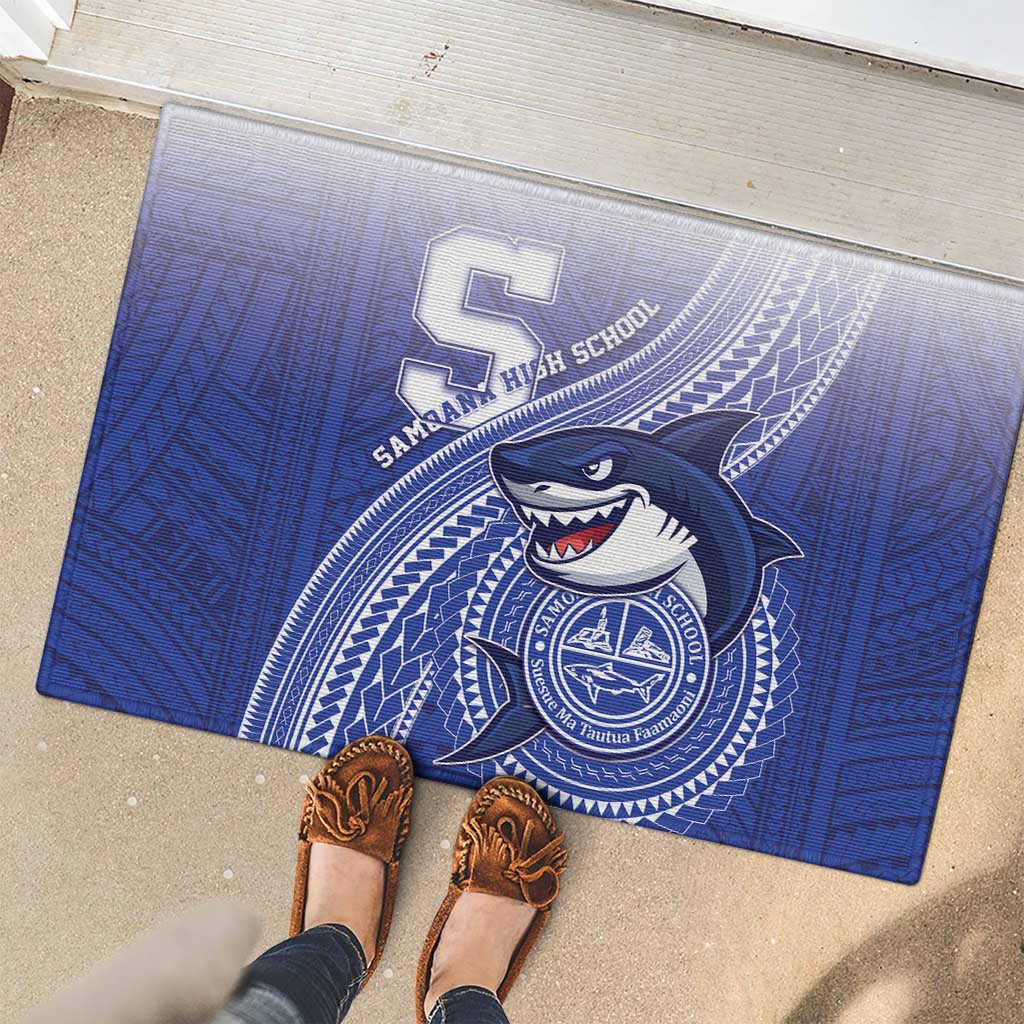 Samoana High School Rubber Doormat Polynesian Tribal Shark
