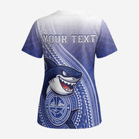 Personalized Samoana High School Scrub Top Polynesian Tribal Shark - Polynesian Pride