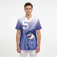Personalized Samoana High School Scrub Top Polynesian Tribal Shark - Polynesian Pride