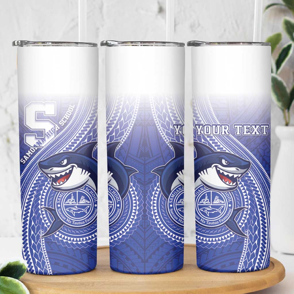 Personalized Samoana High School Skinny Tumbler Polynesian Tribal Shark LT05 - Polynesian Pride