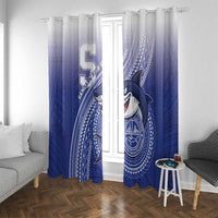 Samoana High School Window Curtain Polynesian Tribal Shark LT05 With Grommets Blue - Polynesian Pride