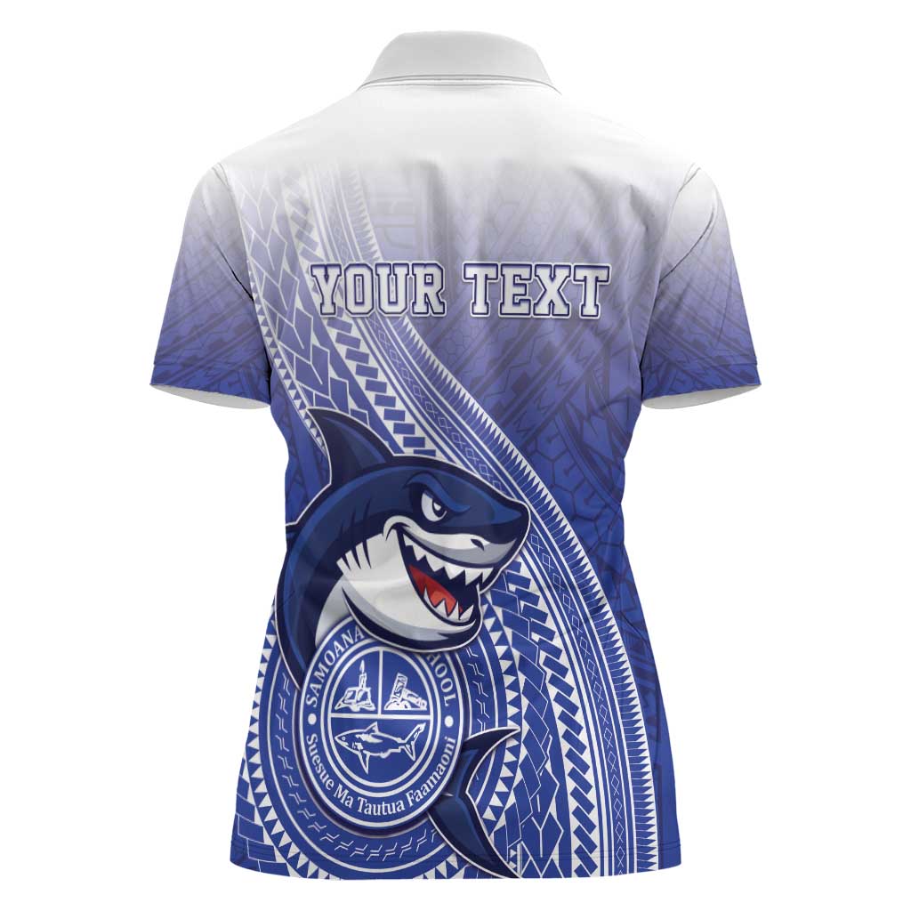 Personalized Samoana High School Women Polo Shirt Polynesian Tribal Shark