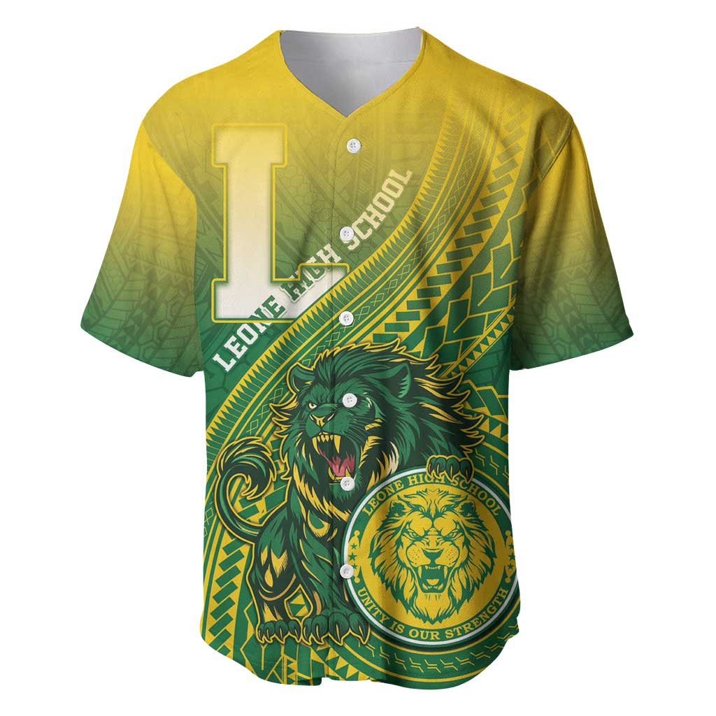 Personalized Leone High School Baseball Jersey Leone Lion LT05 Green - Polynesian Pride