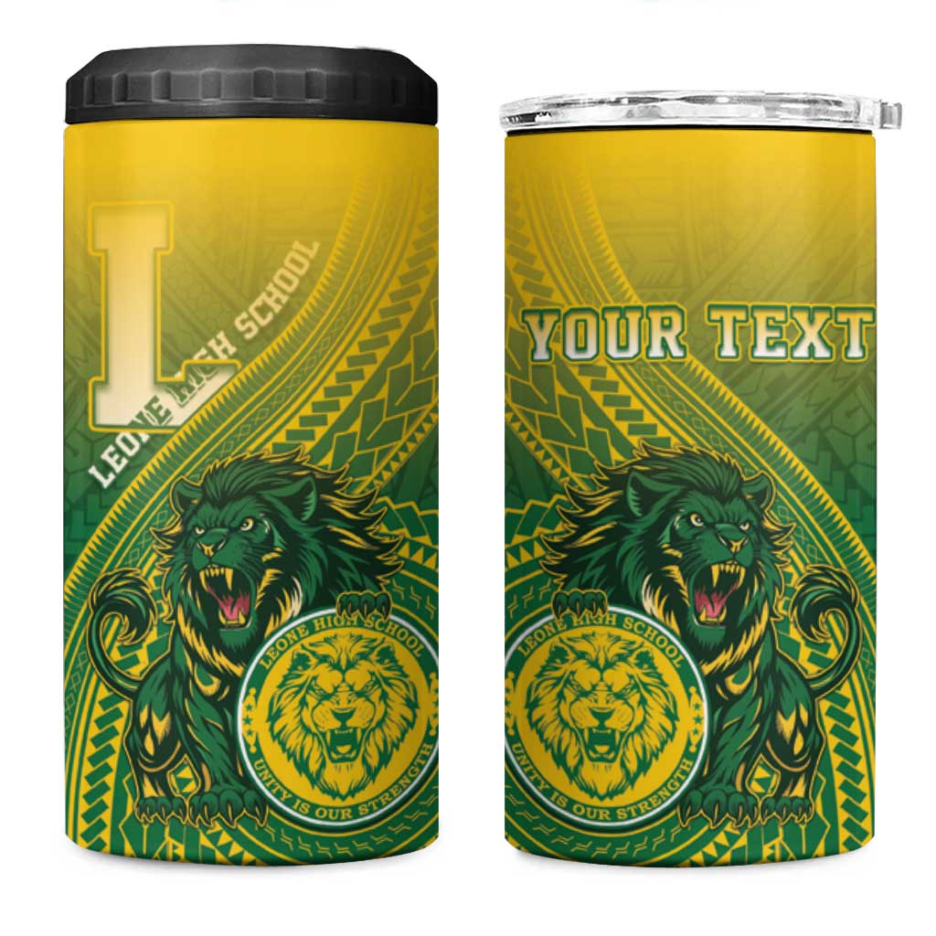 Personalized Leone High School 4 in 1 Can Cooler Tumbler Leone Lion LT05 One Size: 16 oz Green - Polynesian Pride