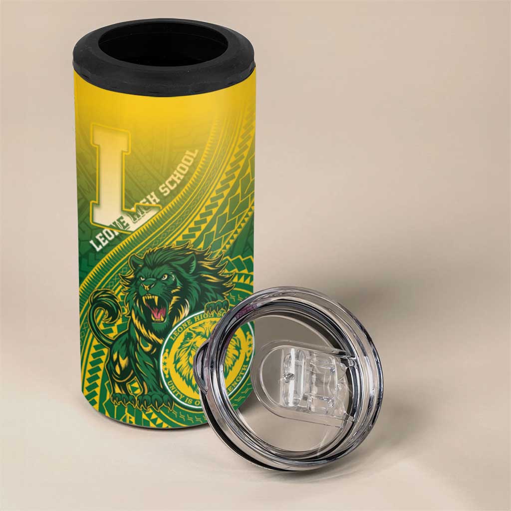 Personalized Leone High School 4 in 1 Can Cooler Tumbler Leone Lion LT05 - Polynesian Pride