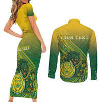 Personalized Leone High School Couples Matching Short Sleeve Bodycon Dress and Long Sleeve Button Shirt Leone Lion LT05 - Polynesian Pride