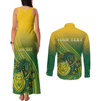 Personalized Leone High School Couples Matching Tank Maxi Dress and Long Sleeve Button Shirt Leone Lion LT05 - Polynesian Pride