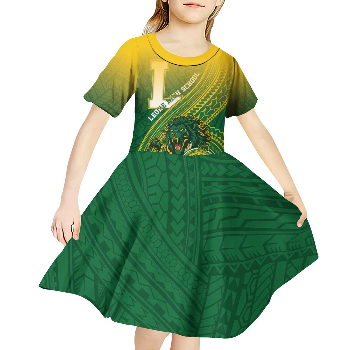 Personalized Leone High School Kid Short Sleeve Dress Leone Lion