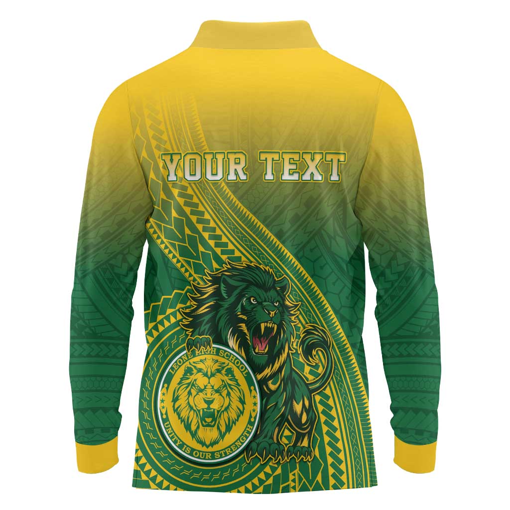 Personalized Leone High School Long Sleeve Polo Shirt Leone Lion LT05 - Polynesian Pride