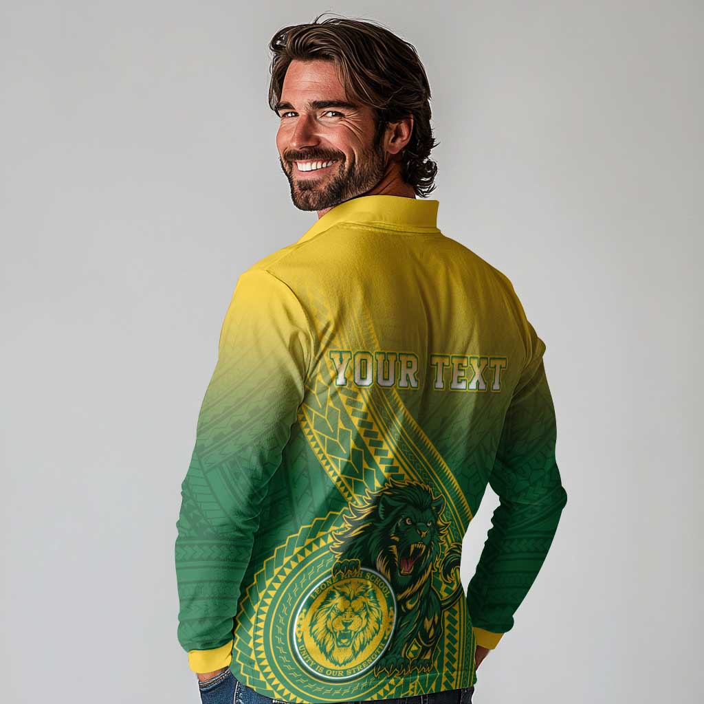 Personalized Leone High School Long Sleeve Polo Shirt Leone Lion LT05 - Polynesian Pride