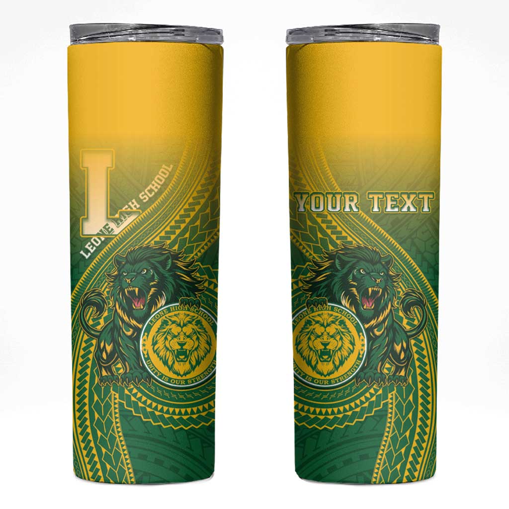 Personalized Leone High School Skinny Tumbler Leone Lion LT05 Green - Polynesian Pride