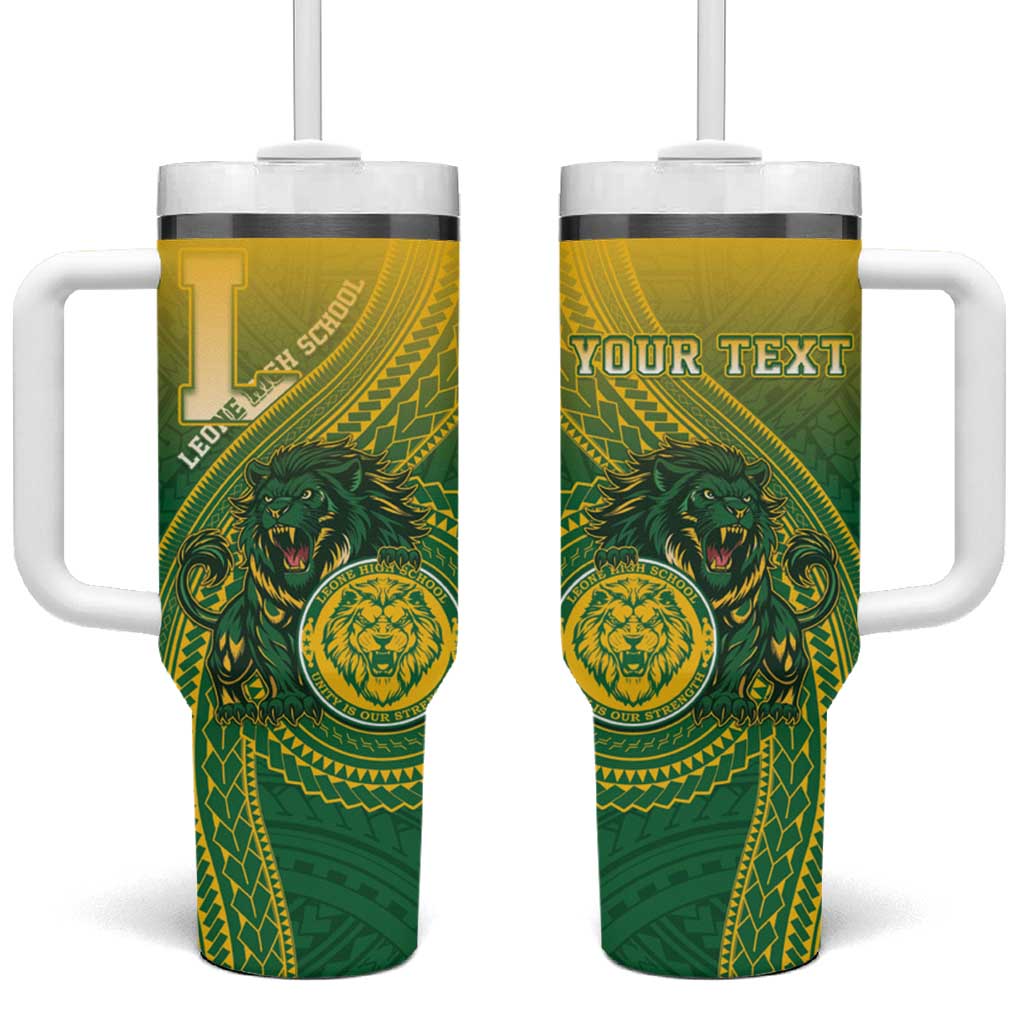 Personalized Leone High School Tumbler With Handle Leone Lion LT05 One Size: 40 oz Green - Polynesian Pride