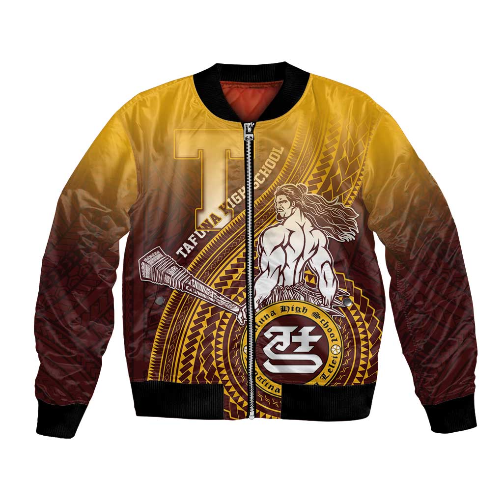 Personalized Tafuna High School Bomber Jacket Polynesian Warrior LT05 Unisex Maroon - Polynesian Pride