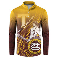 Personalized Tafuna High School Button Sweatshirt Polynesian Warrior LT05 Maroon - Polynesian Pride