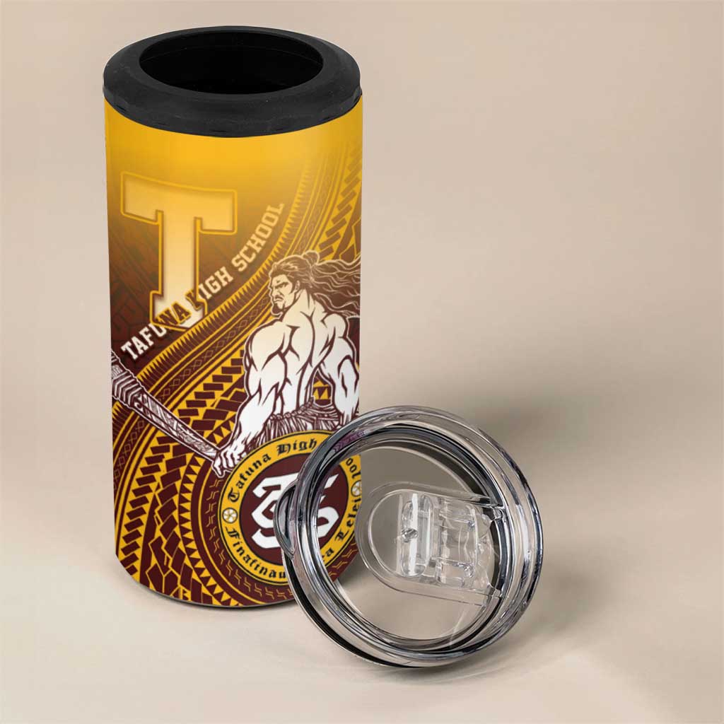 Personalized Tafuna High School 4 in 1 Can Cooler Tumbler Polynesian Warrior LT05 - Polynesian Pride