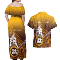 Personalized Tafuna High School Couples Matching Off Shoulder Maxi Dress and Hawaiian Shirt Polynesian Warrior LT05 - Polynesian Pride