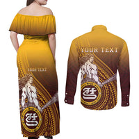 Personalized Tafuna High School Couples Matching Off Shoulder Maxi Dress and Long Sleeve Button Shirt Polynesian Warrior LT05 - Polynesian Pride