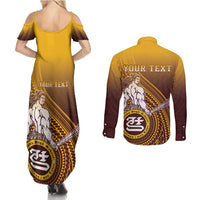 Personalized Tafuna High School Couples Matching Summer Maxi Dress and Long Sleeve Button Shirt Polynesian Warrior LT05 - Polynesian Pride