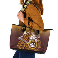 Tafuna High School Leather Tote Bag Polynesian Warrior LT05 Maroon - Polynesian Pride
