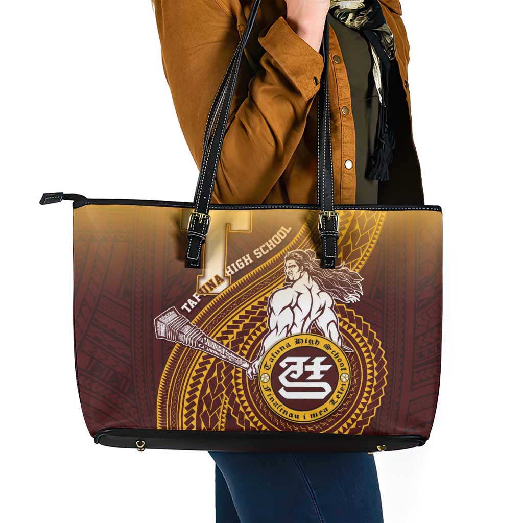 Tafuna High School Leather Tote Bag Polynesian Warrior LT05 - Polynesian Pride
