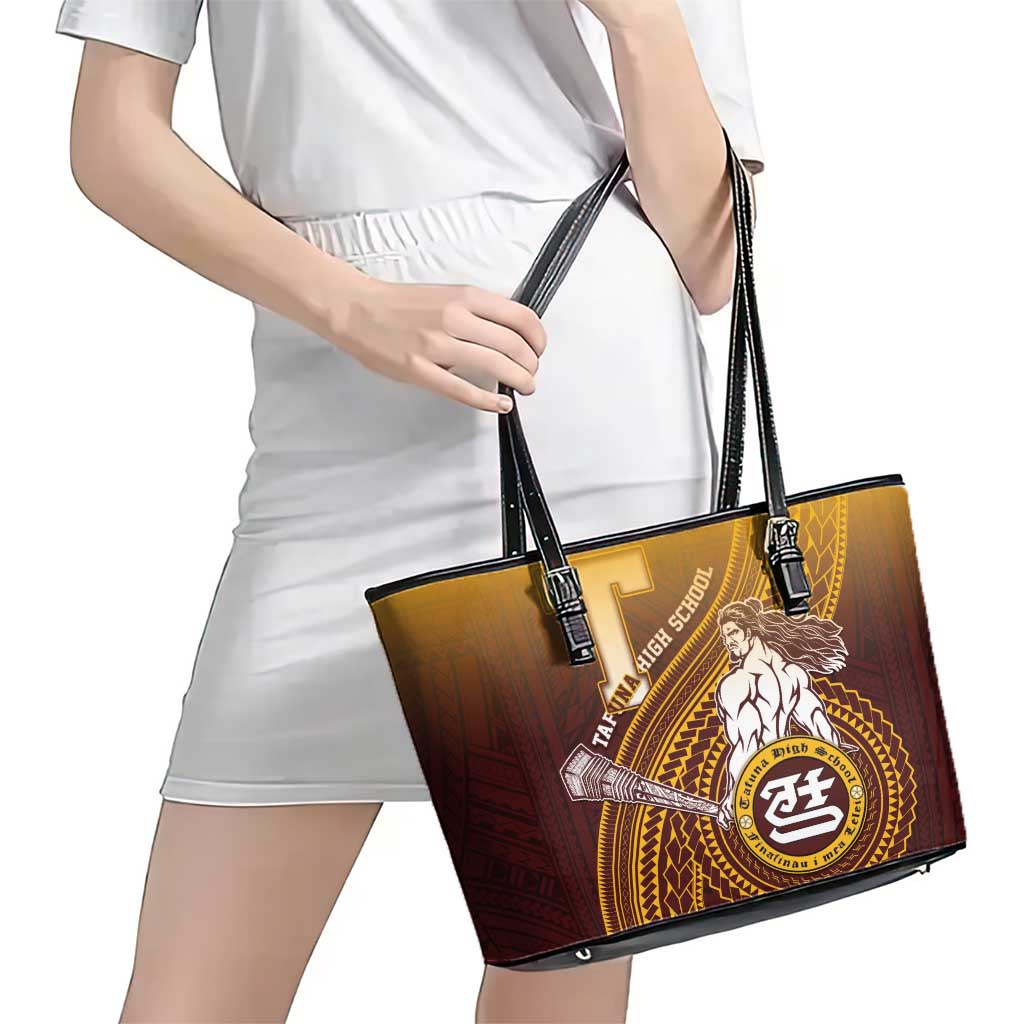 Tafuna High School Leather Tote Bag Polynesian Warrior LT05 - Polynesian Pride