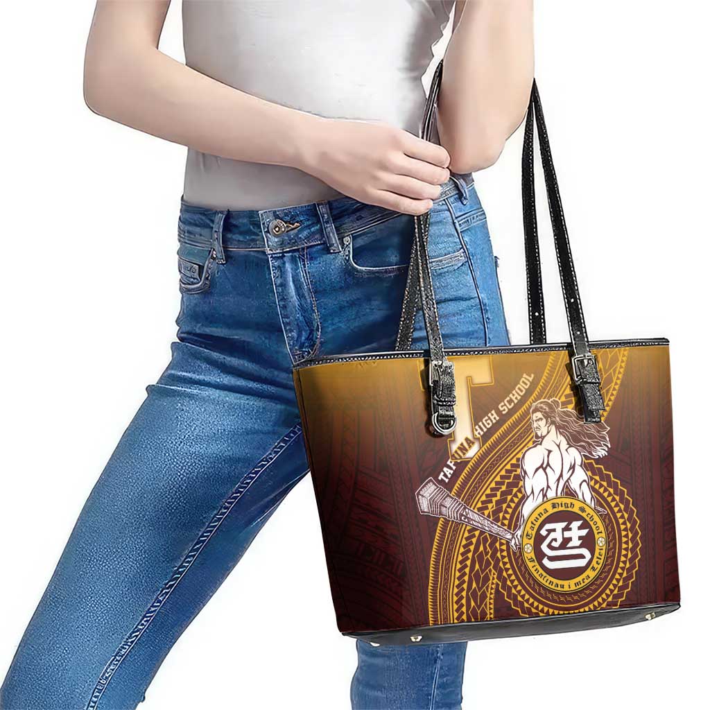Tafuna High School Leather Tote Bag Polynesian Warrior LT05 - Polynesian Pride