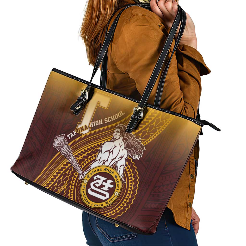 Tafuna High School Leather Tote Bag Polynesian Warrior LT05 - Polynesian Pride