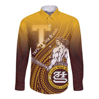 Personalized Tafuna High School Long Sleeve Button Shirt Polynesian Warrior LT05 Unisex Maroon - Polynesian Pride